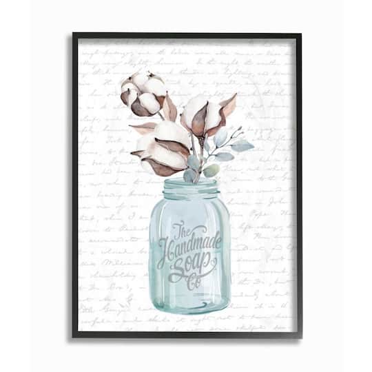 Stupell Industries Cotton Flower in Jar Wall Art in Black Frame